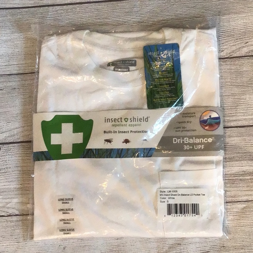 Insect shield Las tee shirt pocket tee men’s or ladies color white